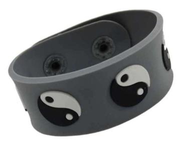 Silikon Armband - Yin Yang Grau